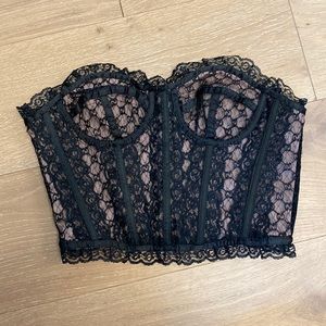 Black GG Gucci lace corset top size M